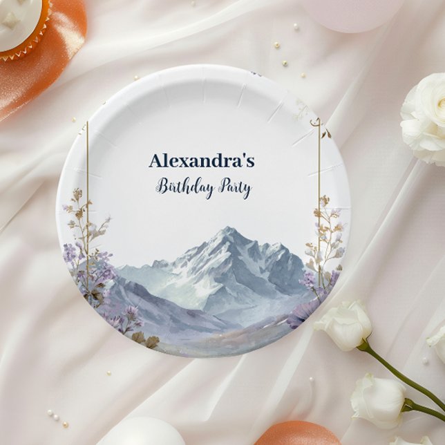 Plato De Papel Lavender Wildflower Mountain Birthday (Subido por el creador)