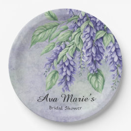 Plato De Papel Lavender Wisteria Flores Marble Bridal Ducha