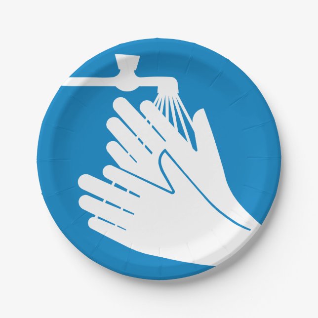 Plato De Papel Lávese las manos (Salud y Seguridad) (Higiene) (Anverso)