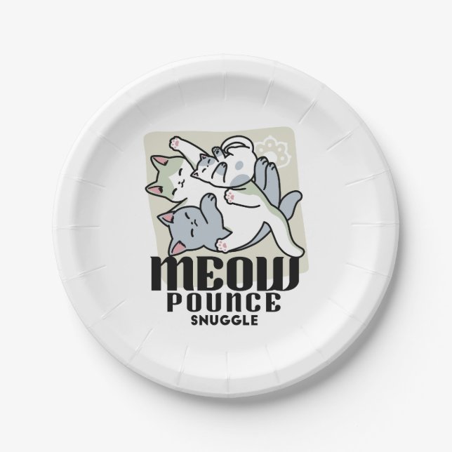 Plato De Papel Laze Furr Days - Diseño de gatos perezosos (Anverso)