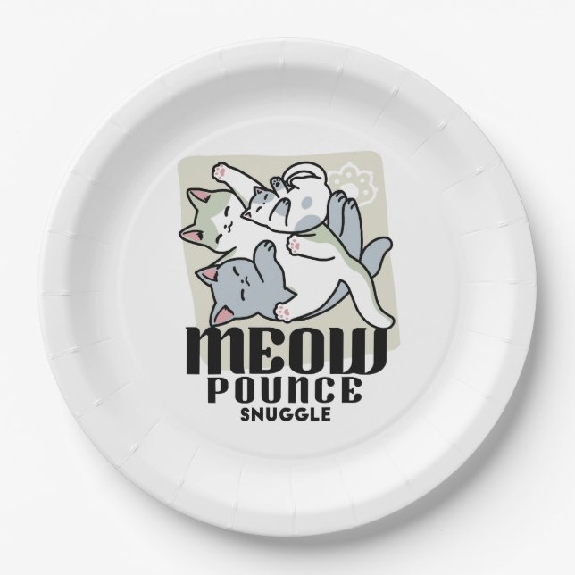 Plato De Papel Laze Furr Days - Diseño de gatos perezosos (Anverso)