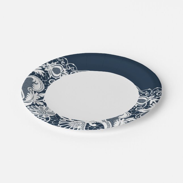 Plato De Papel Lazo blanco 2 (Angular)