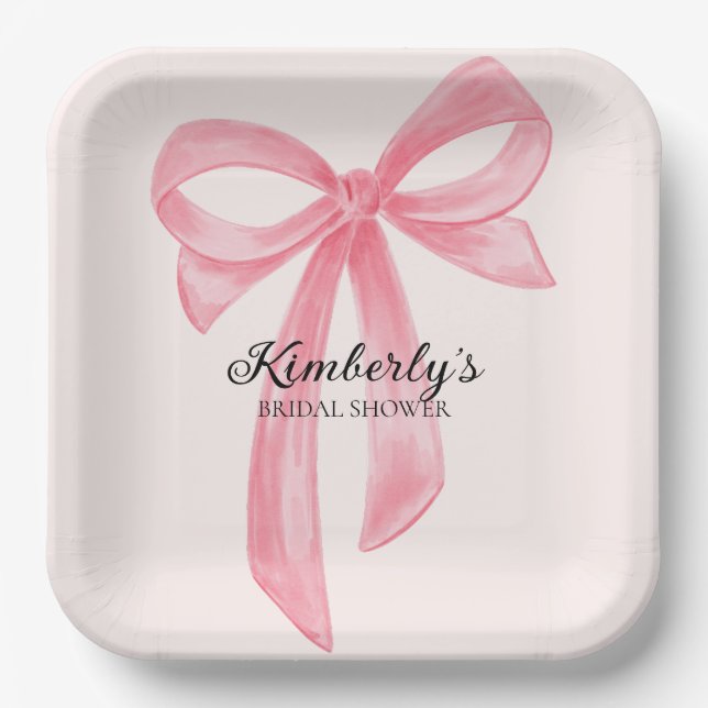 Plato De Papel Lazo Coqueto Rosa Despedida de Soltera (Anverso)