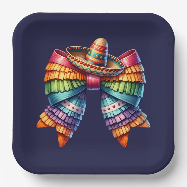 Plato De Papel Lazo de Piñata Mexicana (Anverso)