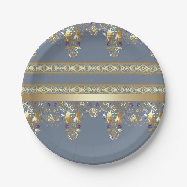 Plato De Papel Lazo dorado (Anverso)