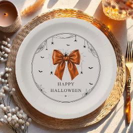 Plato De Papel Lazo Naranja de Halloween