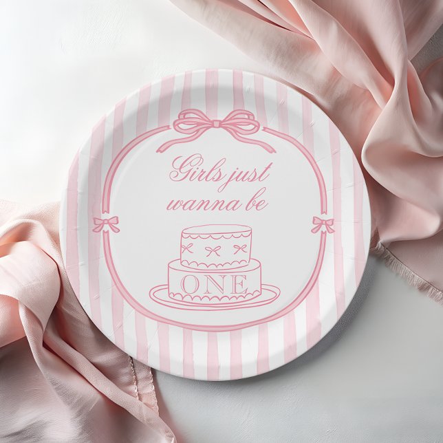 Plato De Papel Lazo Rosa Solo Quiere ser UNO (Subido por el creador)