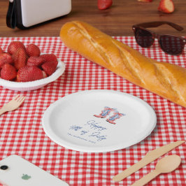 Plato De Papel Lazos de Acuarela Elegante 4 de Julio