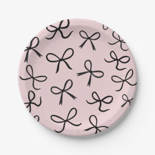 Plato De Papel Lazos Negros Pequeños Lindos De Moda Rosados