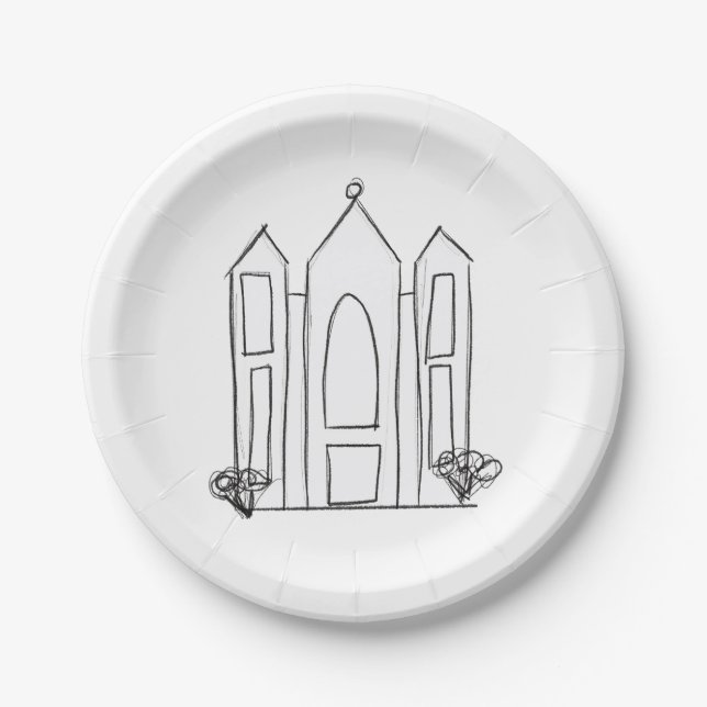 Plato De Papel LDS Salt Lake City Temple simple mormón moderno (Anverso)