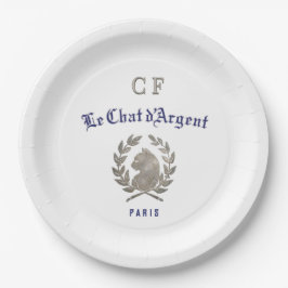 Plato De Papel Le Chat d'Argent Parisian Bistrot Monograma