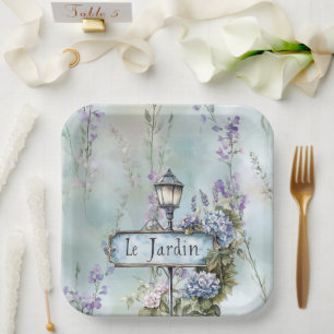 Plato De Papel Le Jardin (el jardín) Bonito Flores violetas