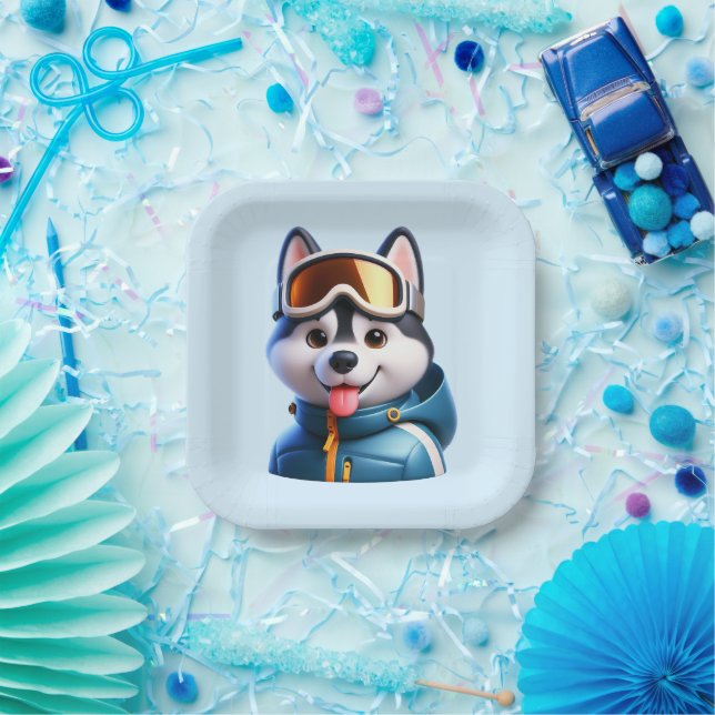 Plato De Papel Le Super Husky Aventurier (Fiesta)