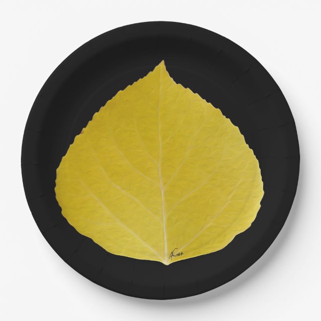 Plato De Papel Leaf amarillo #5 (Anverso)