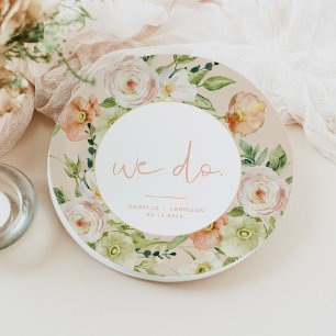 Plato De Papel LEAH Creamy Beige Spring Floral We Do Boda
