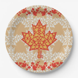 PLATO DE PAPEL LEAVES ON LEAVES (CANADA FLAG) BY MASANSER