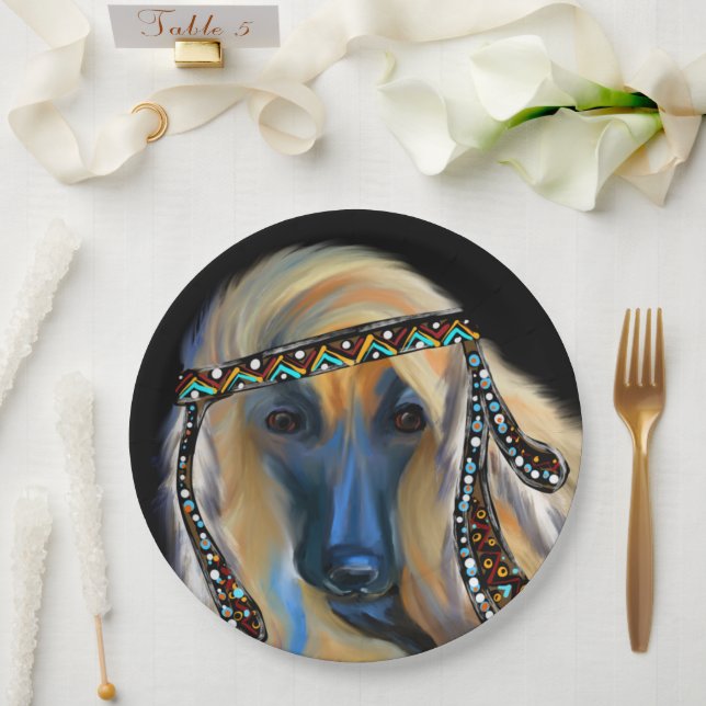Plato De Papel Lebrel afgano       (Boda)