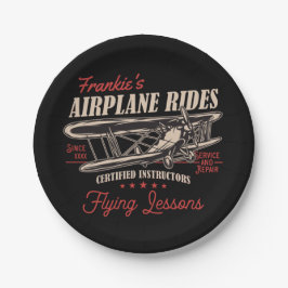 Plato De Papel Lecciones de vuelo retro para aviones personalizad