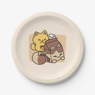 Plato De Papel Leche de Chocolate Sorbiendo Felicidad – Comida pa
