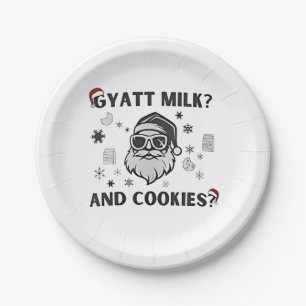 Plato De Papel Leche Gyatt y Galletas Divertido Santa Gen Alpha