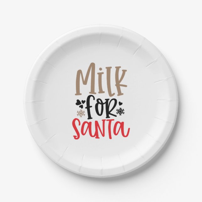 Plato De Papel Leche para Santa (Anverso)