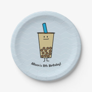 Plato De Papel Leche para té Boba beber Taro tapioca Papel Placa