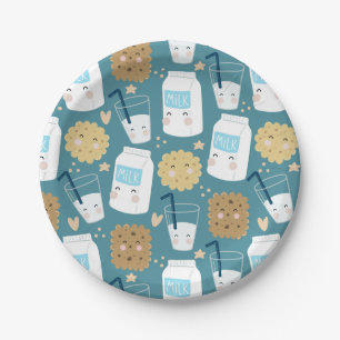 Plato De Papel Leche y cookies