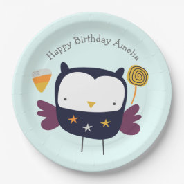 Plato De Papel Lechuza con Fiesta de caramelos