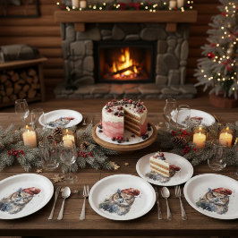 Plato De Papel Lechuza de invierno encantada, personalizado