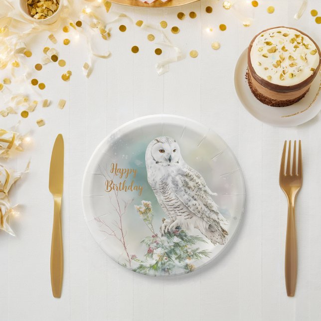 Plato De Papel Lechuza de invierno - Fiesta de cumpleaños - (Subido por el creador)