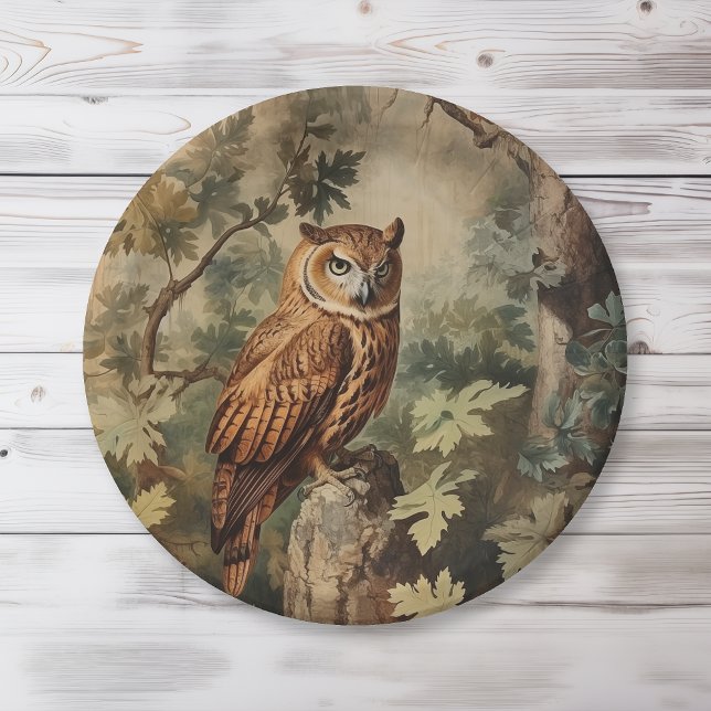 Plato De Papel Lechuza majestuosa en un bosque (Subido por el creador)