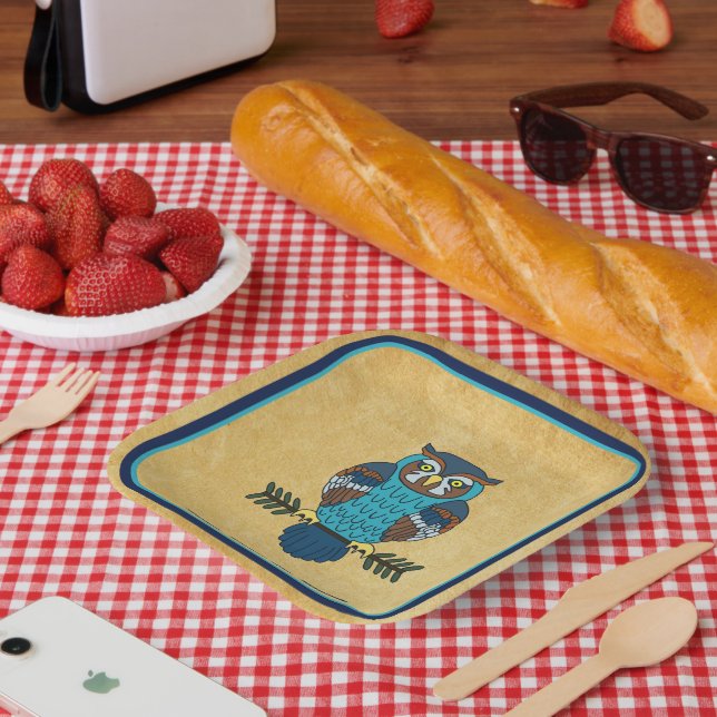 Plato De Papel Lechuza Nórdica de Arte Popular (Picnic)
