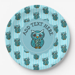 Plato De Papel Lechuza verde azulada y azul