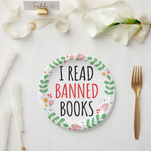 Plato De Papel Leí Libros Prohibidos Cita divertida (Boda)