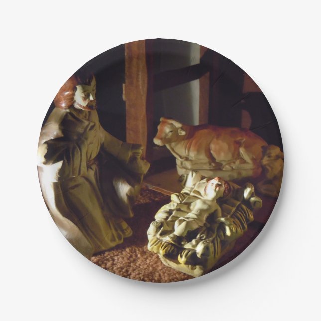 PLATO DE PAPEL LEJOS EN UN PESEBRE (Anverso)