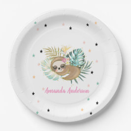 Plato De Papel Lema para dormir, estrellas, princesa