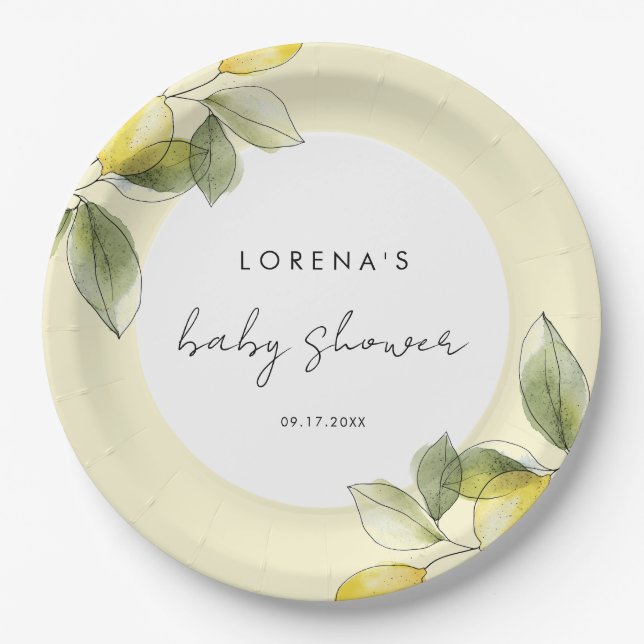 Plato De Papel Lemon Baby Shower (Anverso)