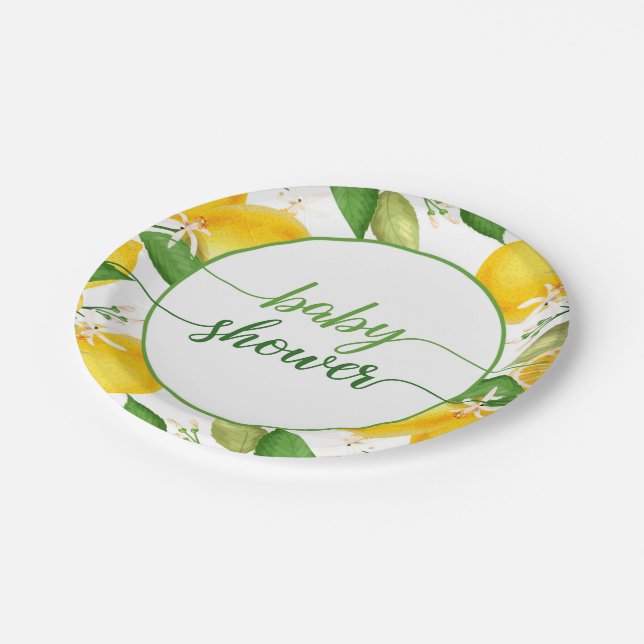 Plato De Papel Lemon Baby Shower Plate (Angular)