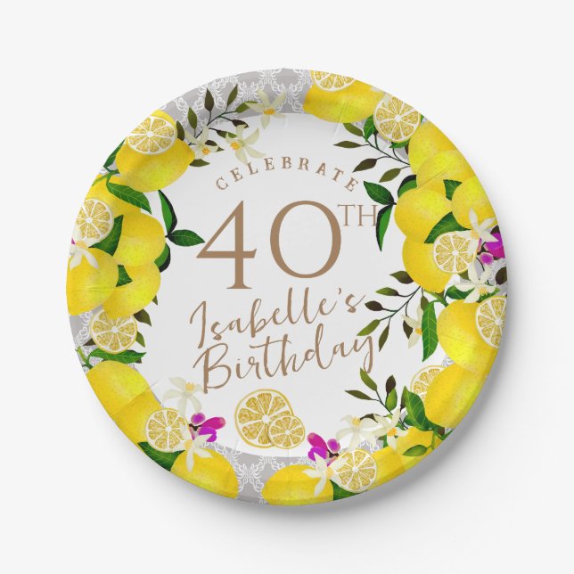 Plato De Papel Lemon Birthday (Anverso)