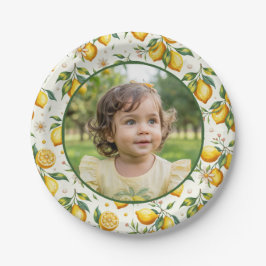 Plato De Papel Lemon Birthday Photo Yellow Citrus Kids Party