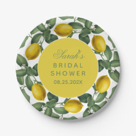 Plato De Papel Lemon Bridal Shower Botanit Elegant Script
