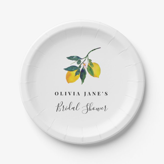Plato De Papel Lemon Bridal Shower Plate, tropical (Anverso)