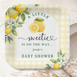 Plato De Papel Lemon Citrus Baby Shower Yellow