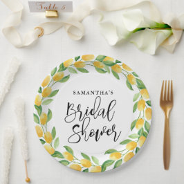 Plato De Papel Lemon Citrus Fruit Bridal Shower