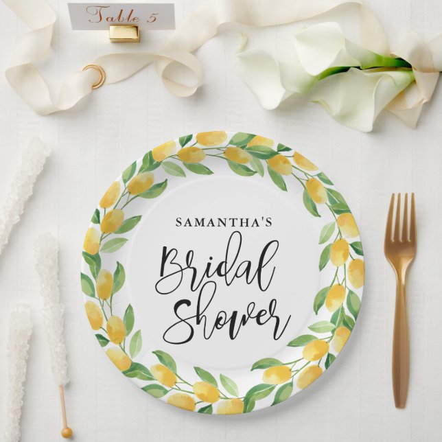 Plato De Papel Lemon Citrus Fruit Bridal Shower (Boda)