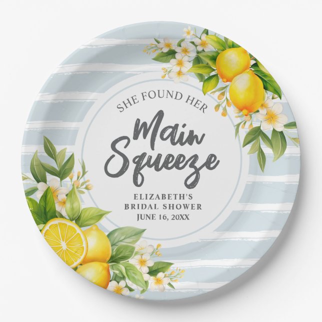 Plato De Papel Lemon Citrus Main Squeeze Bridal Shower (Anverso)