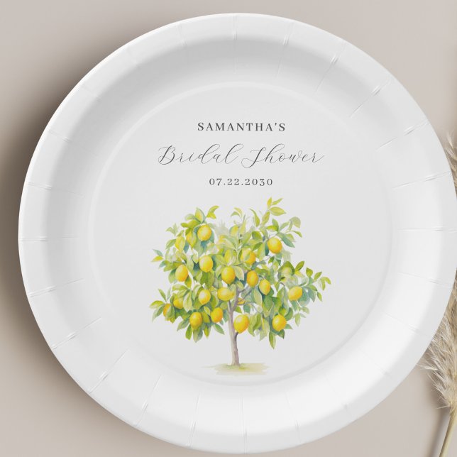 Plato De Papel Lemon Citrus Watercolor Bridal Shower (Subido por el creador)