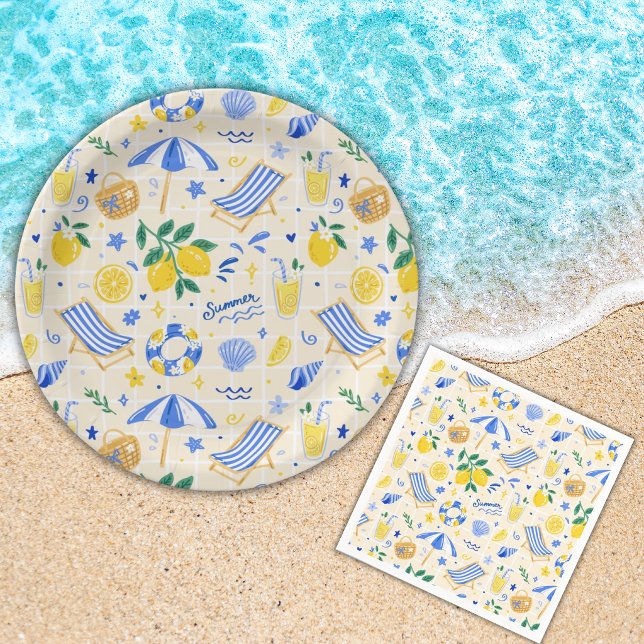 Plato De Papel Lemon Cute Verano Náutico  (Subido por el creador)