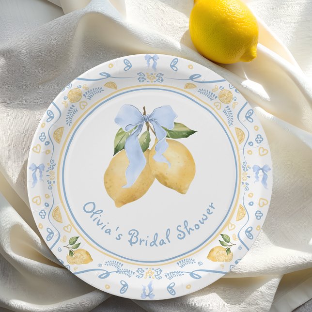 Plato De Papel Lemon Floral Italiana Bow Bridal Shower (Subido por el creador)