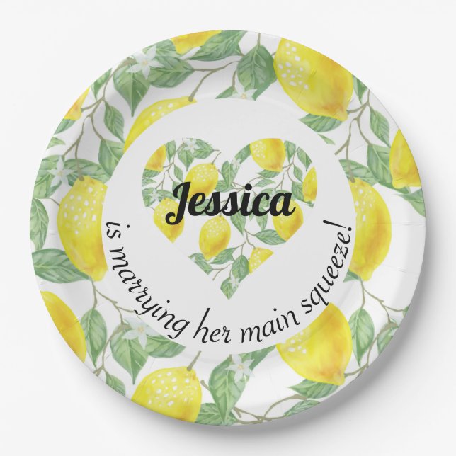 Plato De Papel Lemon Heart Main Squeeze Wedding Ducha (Anverso)